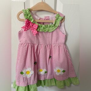 Rare Editions Pink and Green Gingham Dress
